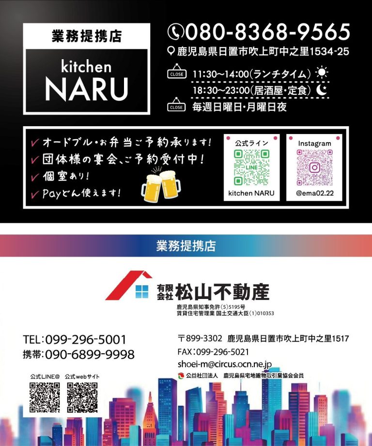 二つ折り名刺デザイン（4面）