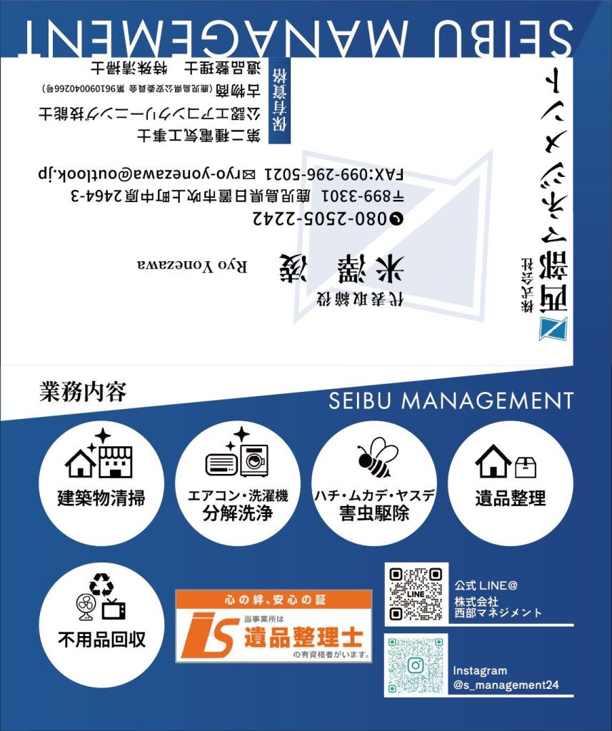 二つ折り名刺デザイン（4面）